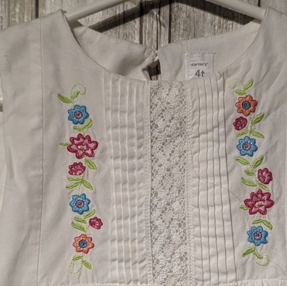 Carter's girls white with floral print size 4t knee length a line dress - Picture 3 of 5